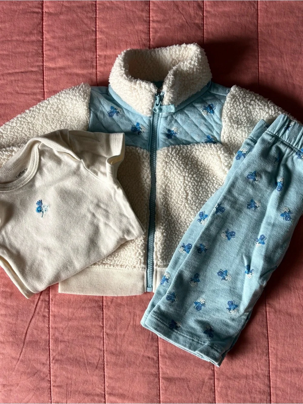 Carter's Cream and Blue Baby Garment